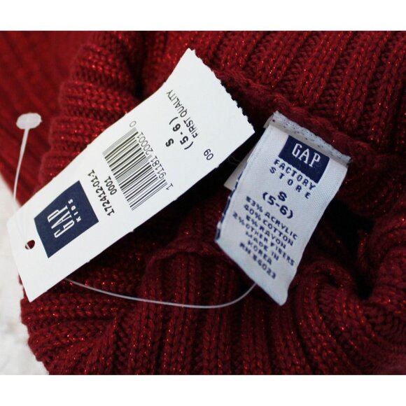 GAP Girls Ribbed Turtleneck Sweater sz 5-6 S NWT Red Blue Sparkle Snow Winter - Picture 8 of 8